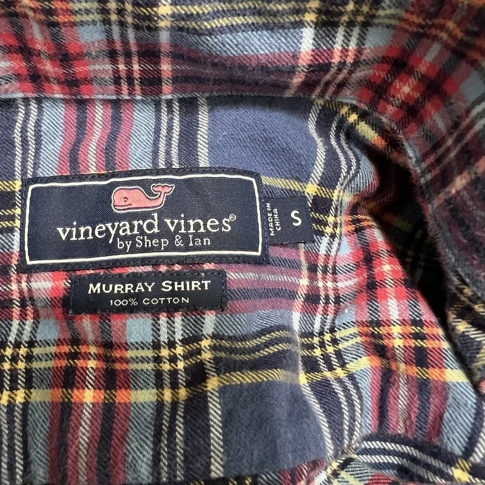 Vineyard Vines Mens Murray Long Sleeve Button Down Shirt‎ Small Red Blue Plaid